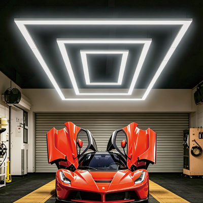 422W LED Hexagonal Light Modular Ceiling System with Connectable Honeycomb Panels Designed for Garage Gym Workshop and Office