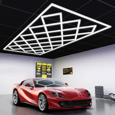 LED Hexagonal Light Modular Ceiling Lighting System Connectable Honeycomb Panels for Garage Gym Workshop and Office Applications