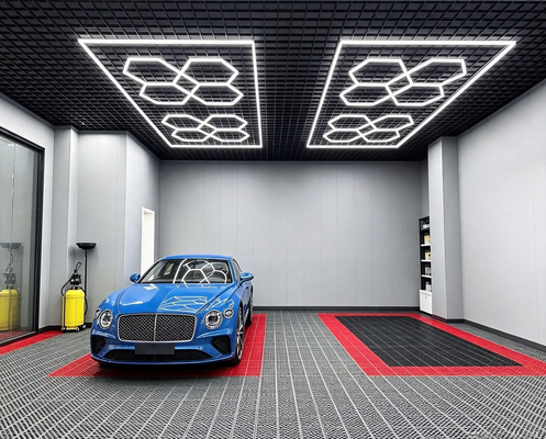 Good price 512W LED Hexagon Light Modular Ceiling Lighting System for Garage Gym Workshop Office Connectable Honeycomb LED Hex Light Panels online