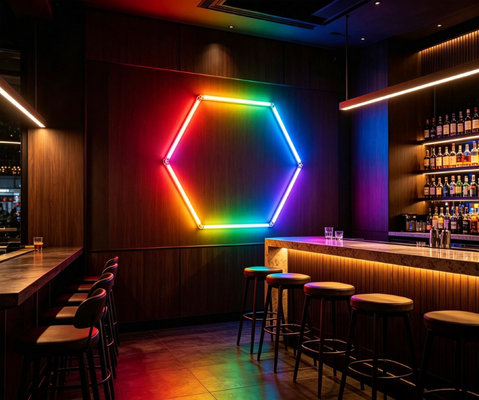 Good price RGB LED Hexagon Light Modular Ceiling Lighting System for Garage Gym Workshop Office Connectable Honeycomb LED Hex Light Panels online