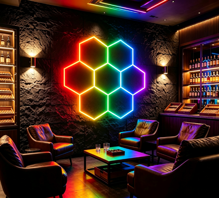 Good price RGB LED Hexagonal Light Modular Honeycomb Ceiling Lighting System Designed for Garage Gym Workshop Office and Easy Mounting online