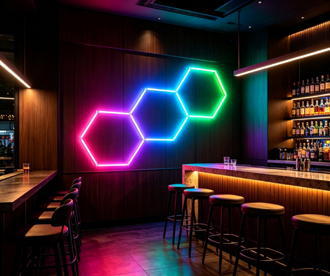 Good price Connectable Honeycomb Modular RGB LED Hexagonal Light System Designed for Garage Gym Workshop and Office Ceiling Lighting Needs online