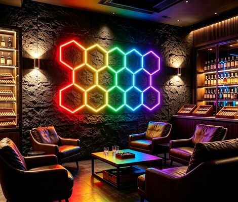 Good price RGB LED Hexagonal Light Modular Honeycomb Ceiling Panel System for Flexible Lighting in Garage Gym Workshop and Office online