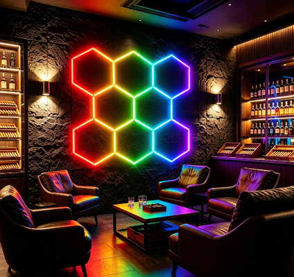 Good price Modular LED Hexagonal Light RGB Honeycomb Ceiling Panels for Versatile Lighting in Garage Gym Workshop and Office Spaces online