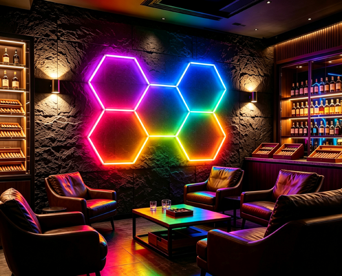 Good price Connectable LED Hexagonal Light RGB Honeycomb Modular Panels for Garage Gym Workshop and Office Ceiling Lighting Applications online