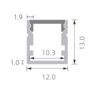 PMMA Frosted Led Strip Light Profile Sandblasting 12×13mm With Pc Cover