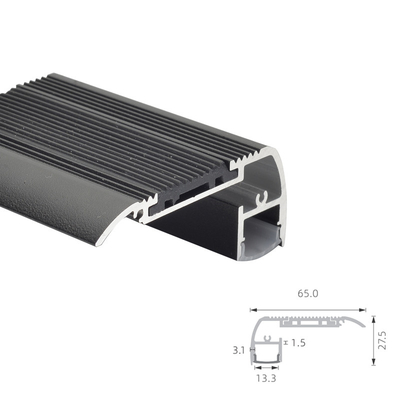 LED Profile Aluminium Extrusion Profiles For Cinema Theatre Step Light Black Anodized