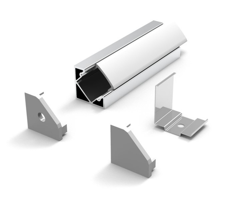 90 Degrees Corner Aluminium Led Profile 6063 With PC Diffuser